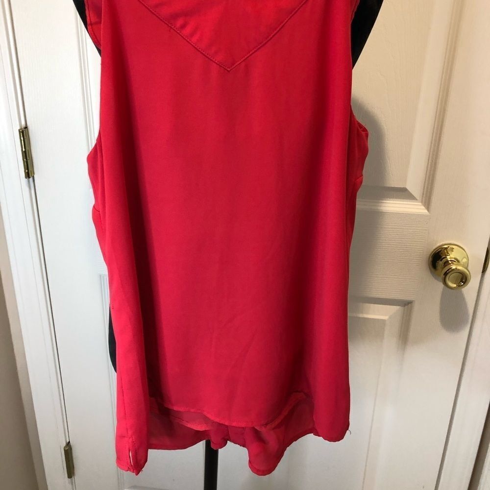 Skies are Blue red/orange ruffle front tank top - Picture 7 of 7